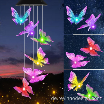 Purpur Butterfly Solar Wind Chimes Outdoor -Farbe ändern